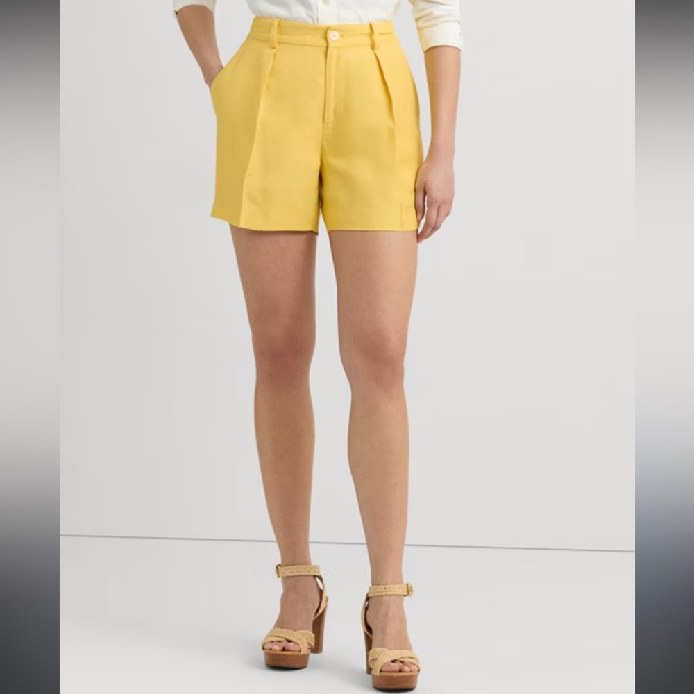 Lauren Ralph Lauren Pleated Linen-Blend Twill Short